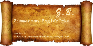 Zimmerman Boglárka névjegykártya